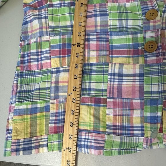 Lily Stanhope Madras Plaid Blazer Size 2X Cotton Pockets Preppy - Picture 9 of 10